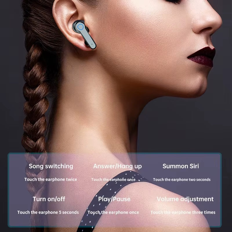 M19 Bluetooth Wireless Headset 5.3 Bluetooth Earphones IPX5 Waterproof Headsets with Mic Hifi Stereo Music Earbuds for All Phone