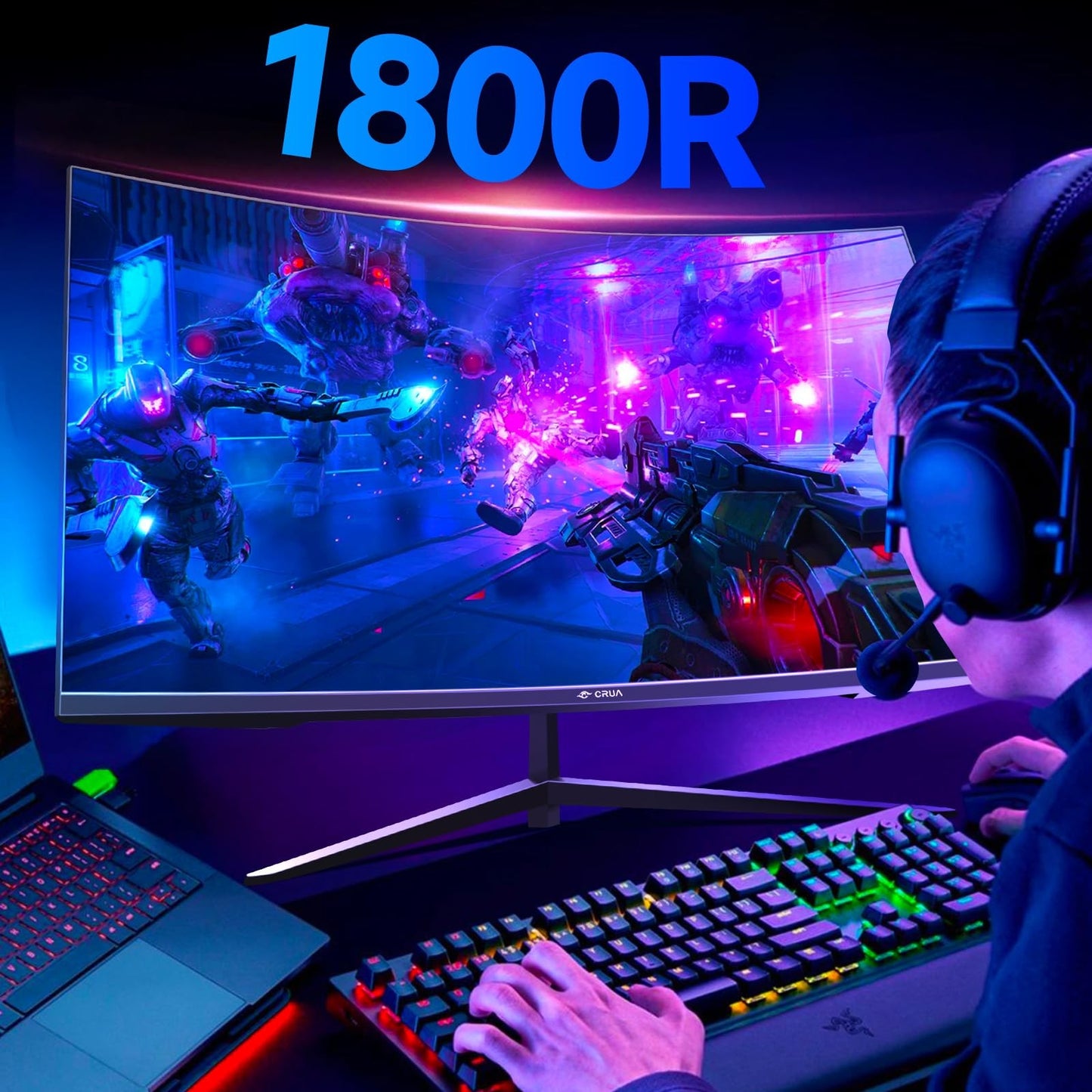 27 Inch 180Hz/200Hz Curved Gaming Monitor, FHD 1920 * 1080P Frameless 1800R