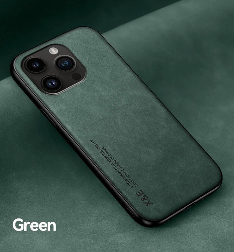 For Iphone 17 16 15 14 13 Pro Max Shockproof Magnetic Leather Black Case Cover