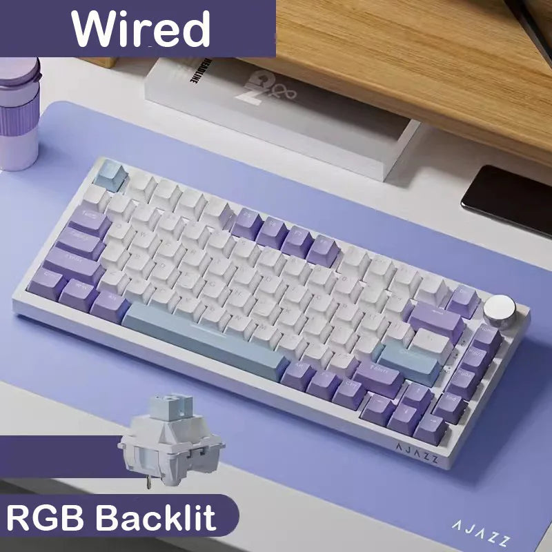 AK820 Pro Wired&Wireless Mechanical Gaming Keyboard Tri-Mode RGB Backlit Hot-Swappable Switches,70% Compact Layout,Pc/Mac