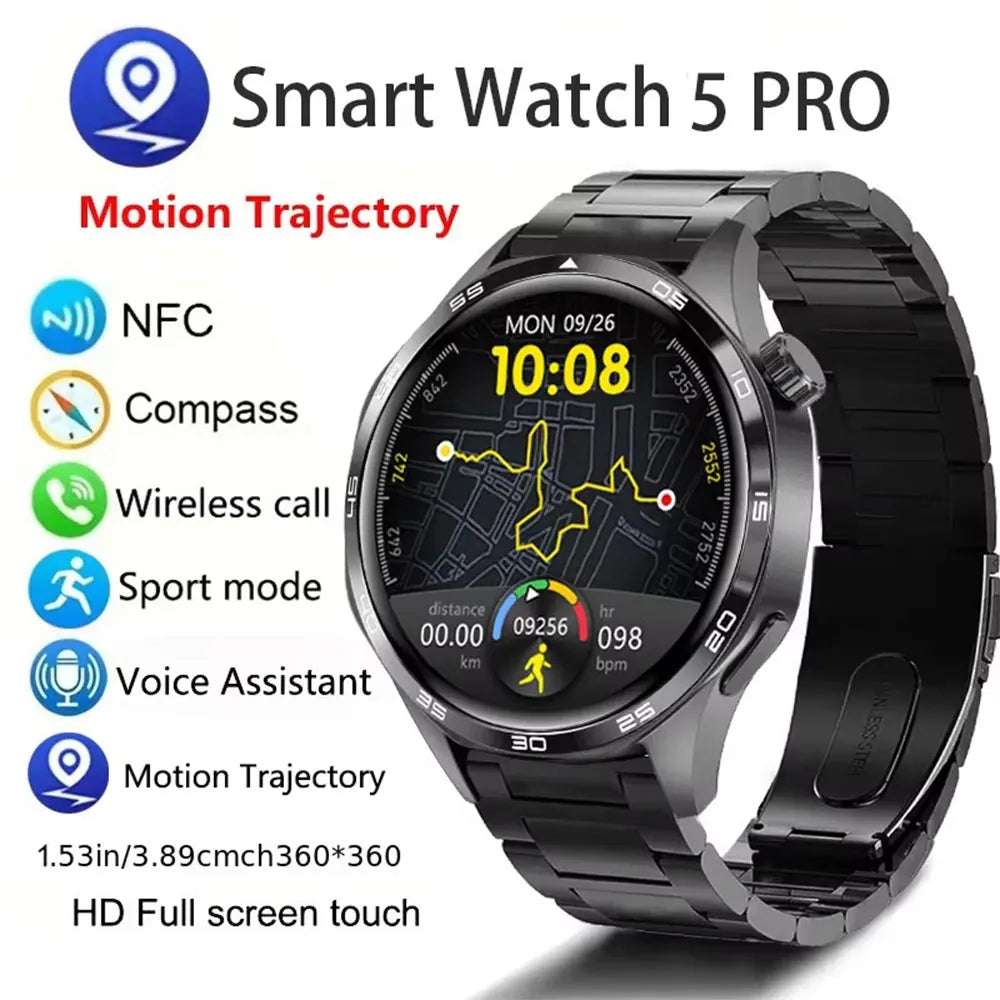 Watch 5 PRO Smart Watch Men Watch 5 AMOLED HD Screen Bluetooth Call GPS Trajectory NFC Heart Rate Compass Smartwatches 2024 New