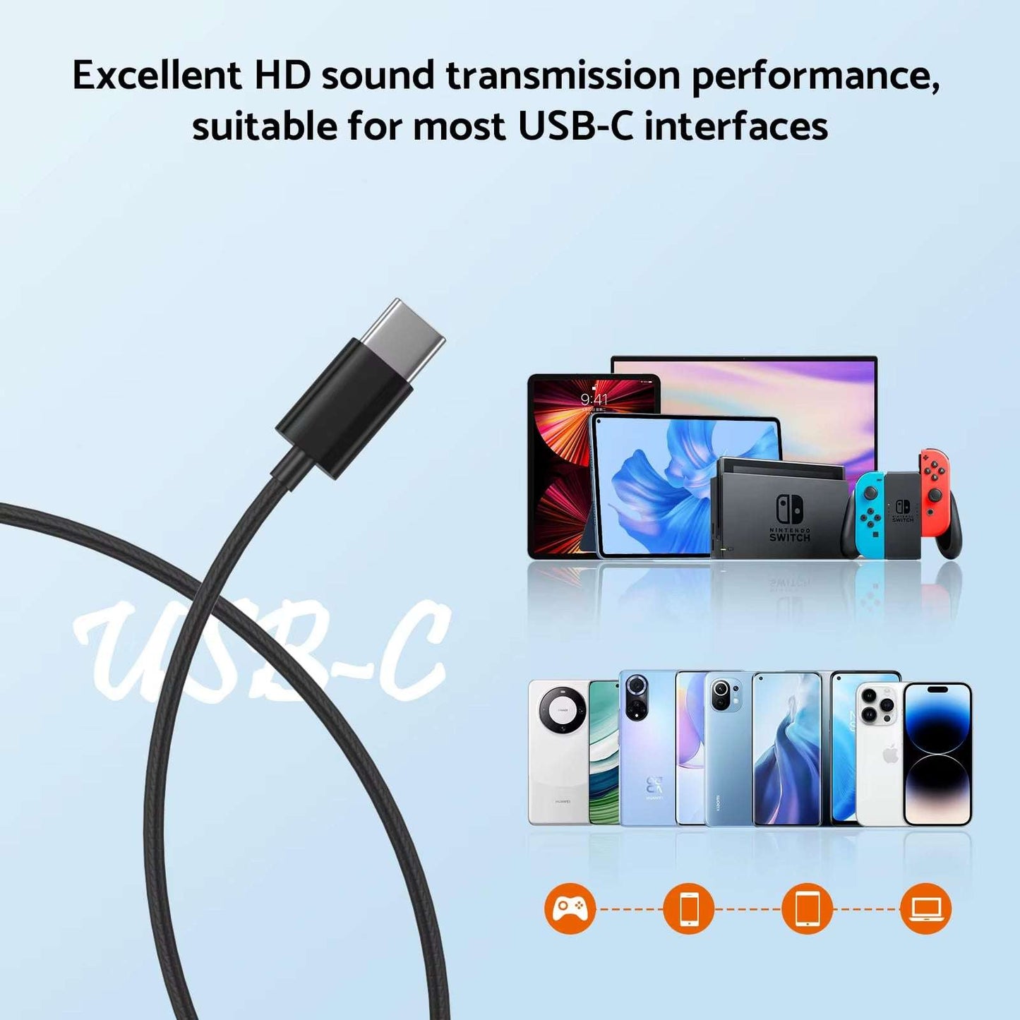 For Samsung Headphones Hifi Surround Sound In-Ear USB Type C 3.5Mm with Wire Control Wired Earplugs for Galaxy S24 S23 S22 Ultra