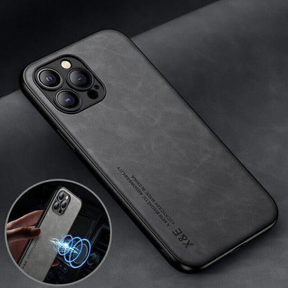 For Iphone 17 16 15 14 13 Pro Max Shockproof Magnetic Leather Black Case Cover