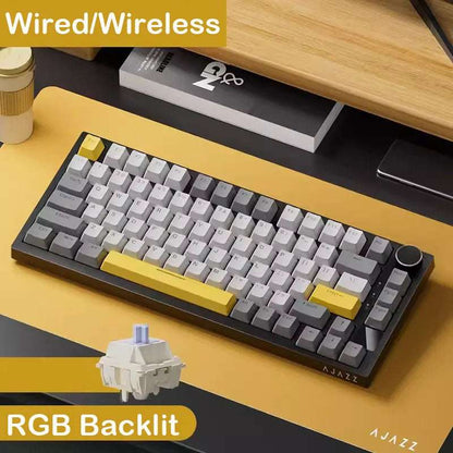 AK820 Pro Wired&Wireless Mechanical Gaming Keyboard Tri-Mode RGB Backlit Hot-Swappable Switches,70% Compact Layout,Pc/Mac