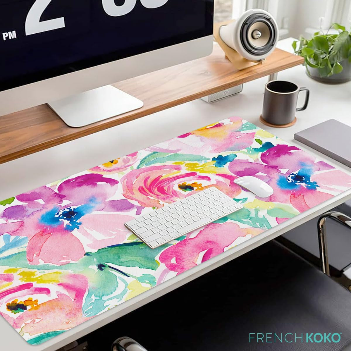 Large Mouse Pad Desk Mat Desk Pad Keyboard School Essentials Office Decor Big Extended Laptop Protector Computer Accessories Pretty Mousepad Women Girls Pink Flowers XL Gift