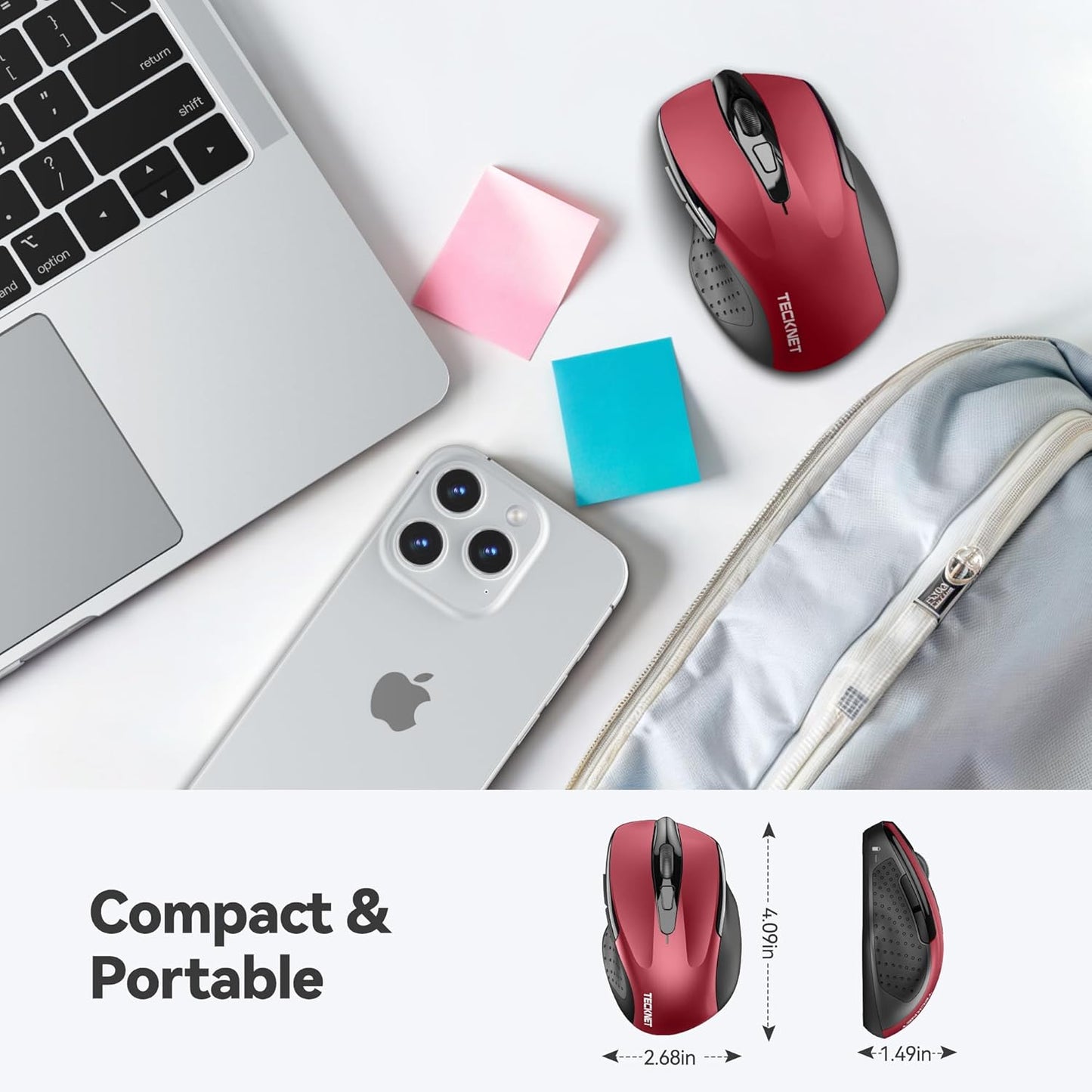 TECKNET Pro Wireless Mouse, 4000 DPI, 2.4G Ergonomic Optical Mouse, Computer Mou