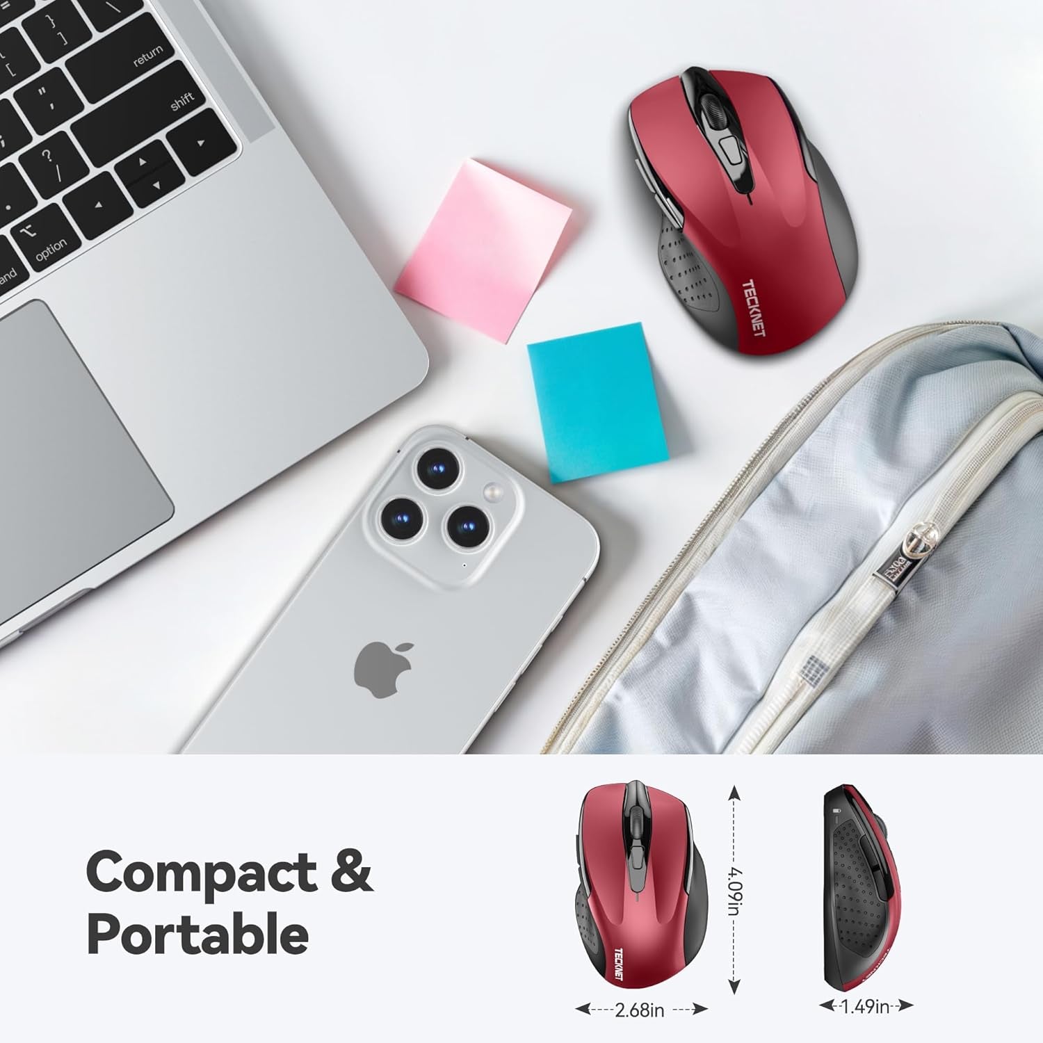 TECKNET Pro Wireless Mouse, 4000 DPI, 2.4G Ergonomic Optical Mouse, Computer Mou