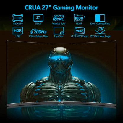 27 Inch Curved Gaming Monitor,Full Hd(1920X1080P) VA Panel 1800R 165/200Hz