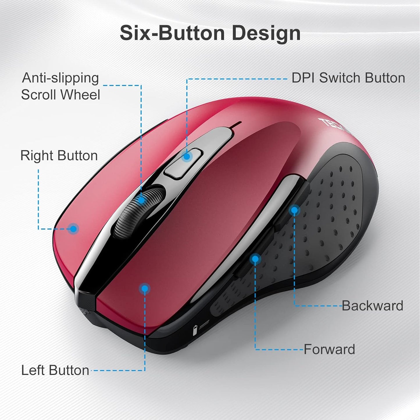 TECKNET Pro Wireless Mouse, 4000 DPI, 2.4G Ergonomic Optical Mouse, Computer Mou