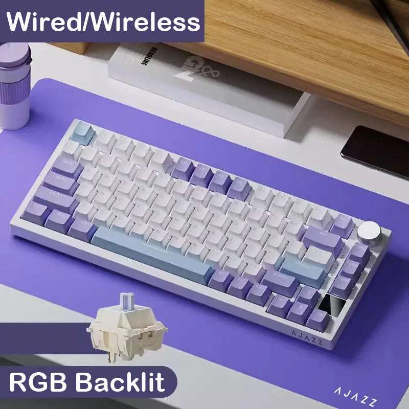 AK820 Pro Wired&Wireless Mechanical Gaming Keyboard Tri-Mode RGB Backlit Hot-Swappable Switches,70% Compact Layout,Pc/Mac