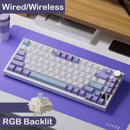 AK820 Pro Wired&Wireless Mechanical Gaming Keyboard Tri-Mode RGB Backlit Hot-Swappable Switches,70% Compact Layout,Pc/Mac