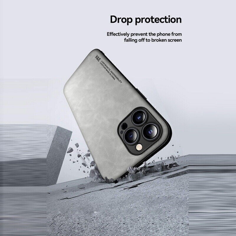 For Iphone 17 16 15 14 13 Pro Max Shockproof Magnetic Leather Black Case Cover