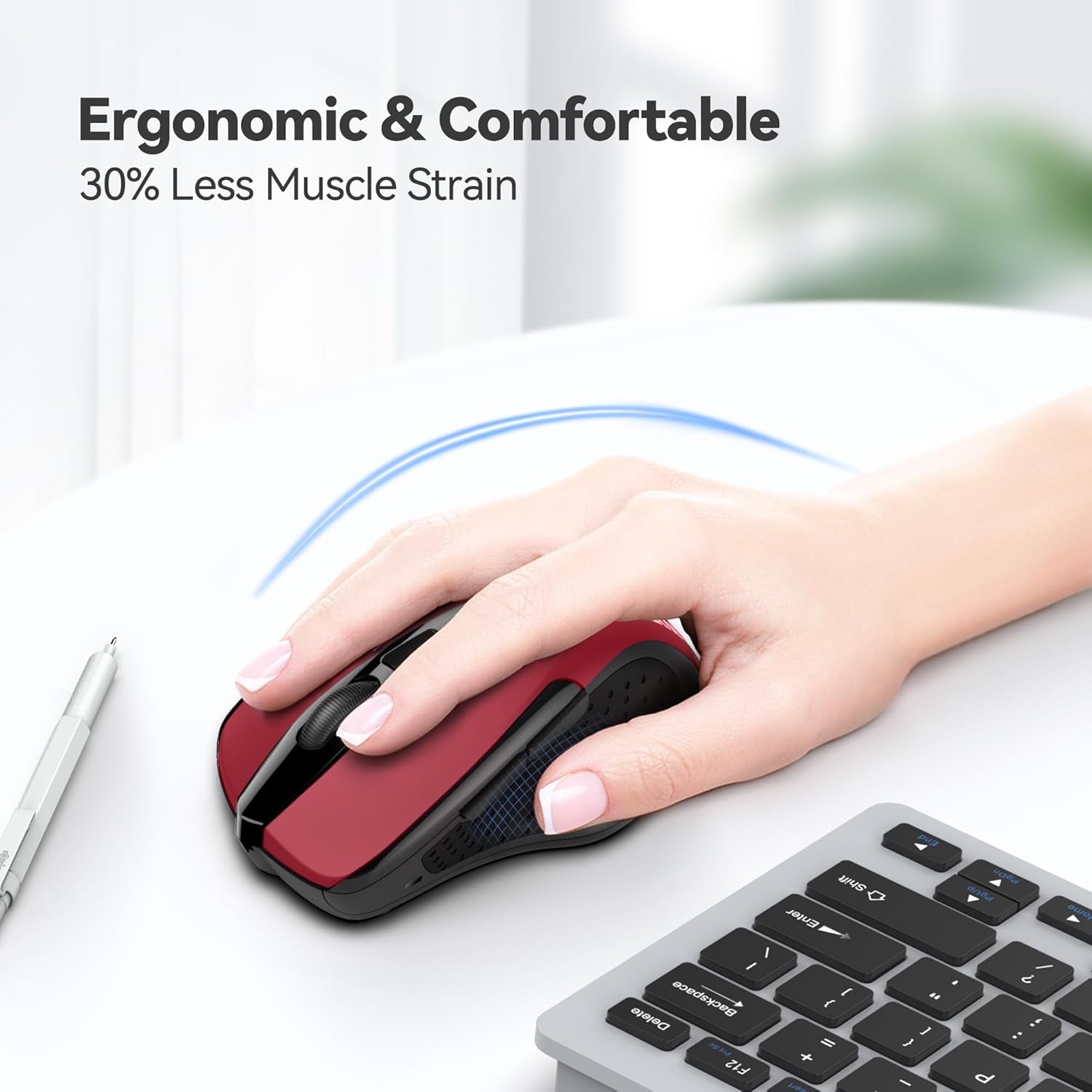 TECKNET Pro Wireless Mouse, 4000 DPI, 2.4G Ergonomic Optical Mouse, Computer Mou