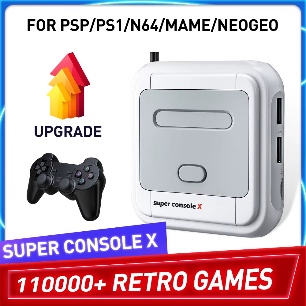 Retro Gaming Console Super Console X with 110000 Retro Games for PSP/PS1/DC/MAME Multi-Player Arcade Game Console Max to 256G