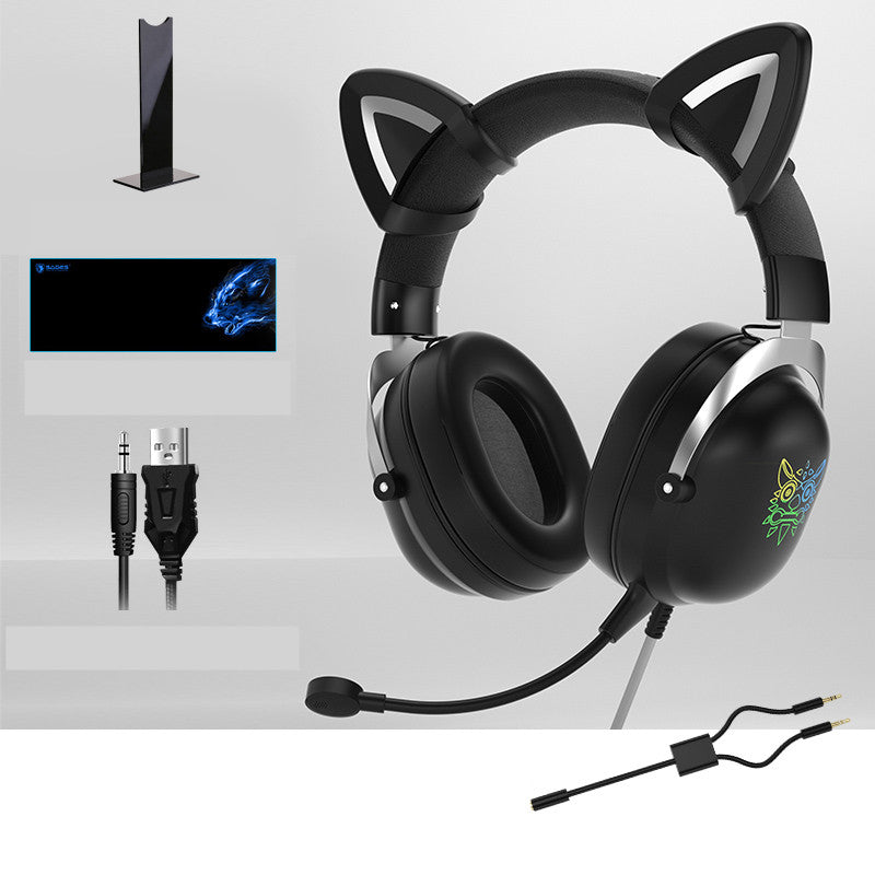 Head-Mounted Gaming Gaming Cute Girls Wired Computer Headset