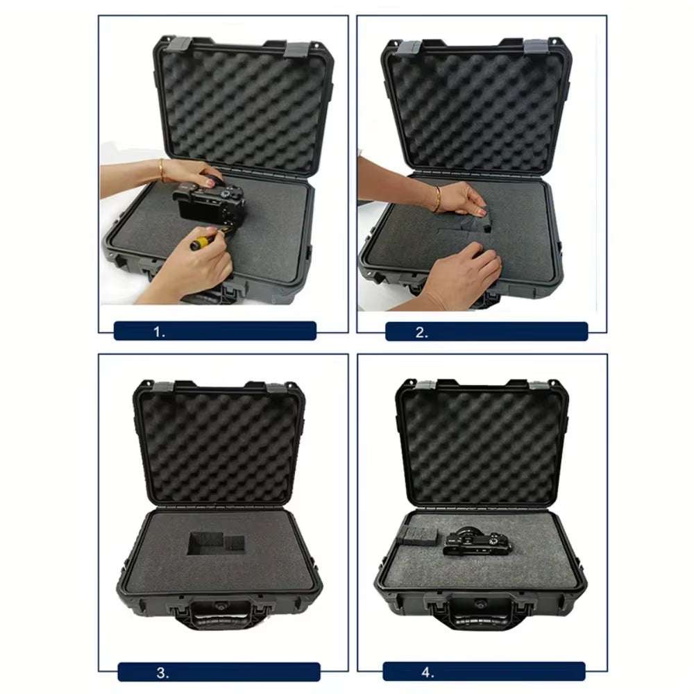 1Pc Waterproof Hard Carry Case Bag Tool Case with Pre-Cut Sponge Storage Box Safety Protector Organizer Hardware Toolbox