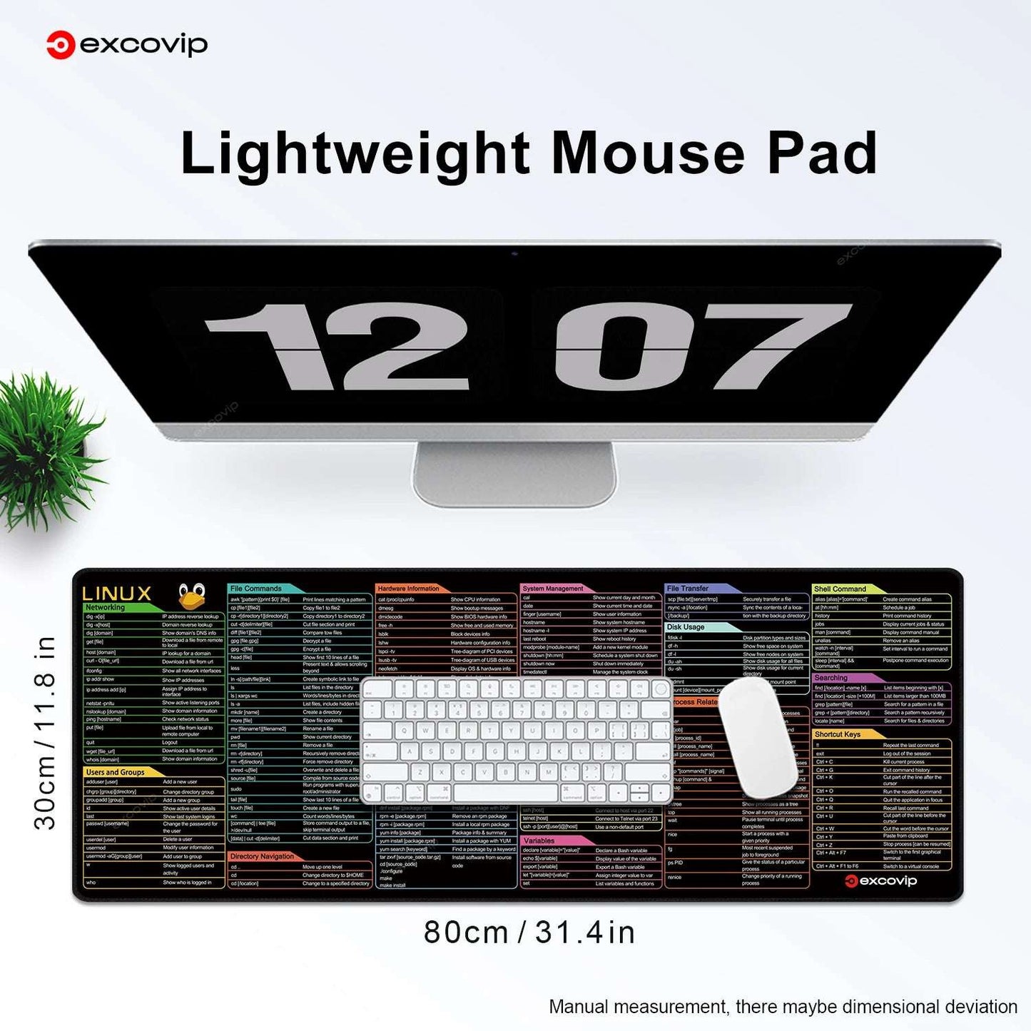 Linux Commands Line Mouse Pad Large Mousepad Shortcuts for Red Hat Ubuntu Opensuse Arch Debian Unix Programmer Desk Mat