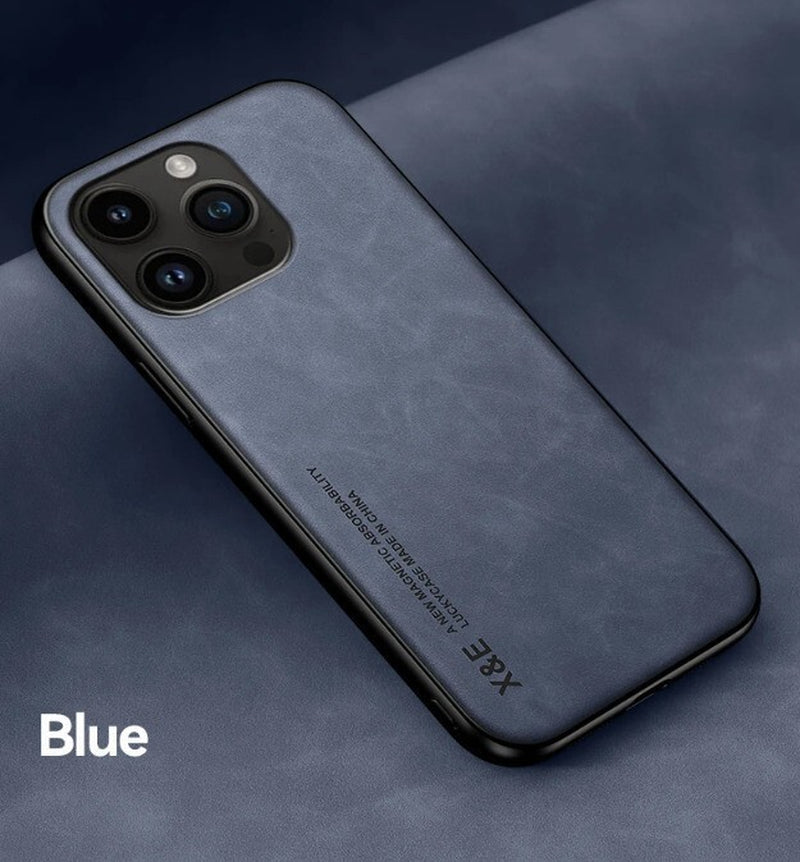 For Iphone 17 16 15 14 13 Pro Max Shockproof Magnetic Leather Black Case Cover