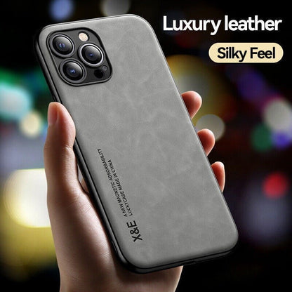 For Iphone 17 16 15 14 13 Pro Max Shockproof Magnetic Leather Black Case Cover