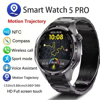 Watch 5 PRO Smart Watch Men Watch 5 AMOLED HD Screen Bluetooth Call GPS Trajectory NFC Heart Rate Compass Smartwatches 2024 New