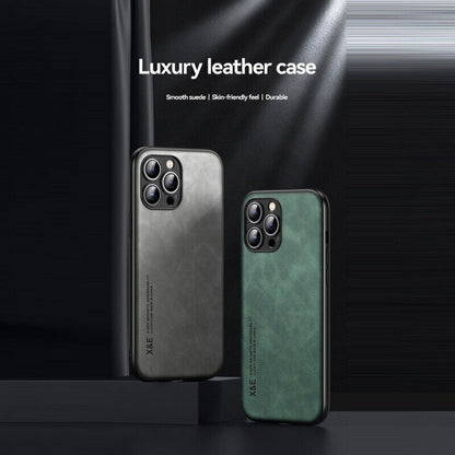 For Iphone 17 16 15 14 13 Pro Max Shockproof Magnetic Leather Black Case Cover